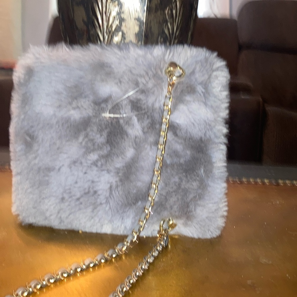 Gray Furry Handbag